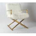 Design de luxo moderno Jodi White Sheepskin Dining Chair